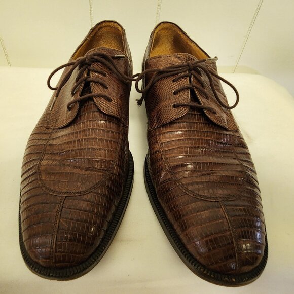 Mezlan lizard shoes 8.5 men\'s brown lace up oxfords main image 8